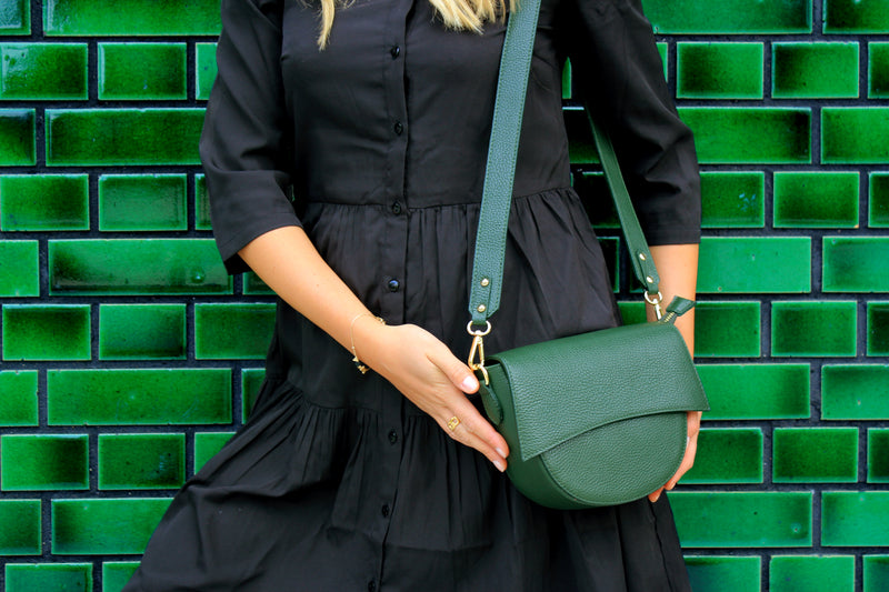 Sotti leather messenger bag in green