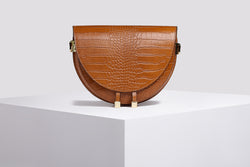Leather Messenger Bag - Brown Croco Bag