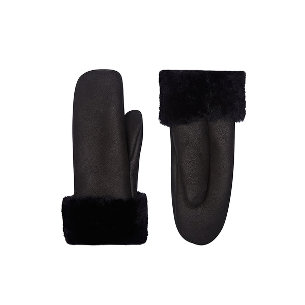 Black Leather Gloves - Shearling Leather Gloves