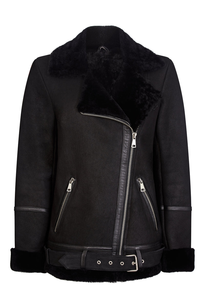 Oversized Aviator Jacket - Shearling Leather Jacket Women