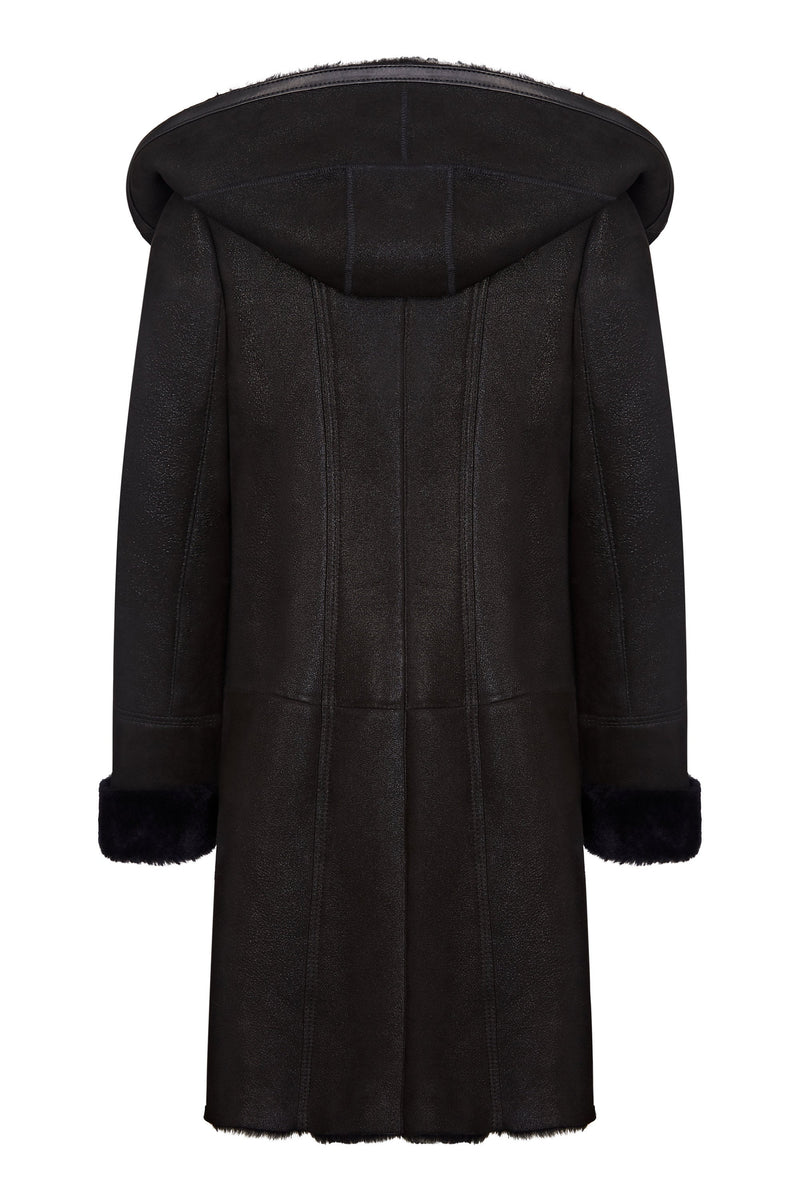Leather Hooded Coats for Womens - Shearling Leather Coat