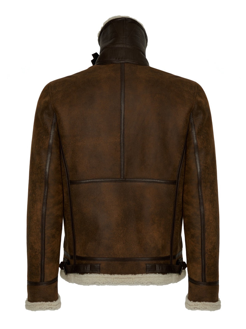 Men's shearling pilot jacket in brown